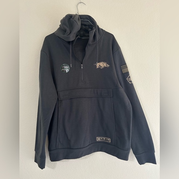 NWT Colosseum Arkansas Razorback Charcoal Gray Hoodie Sweatshirt Mens Size Large - Picture 1 of 11
